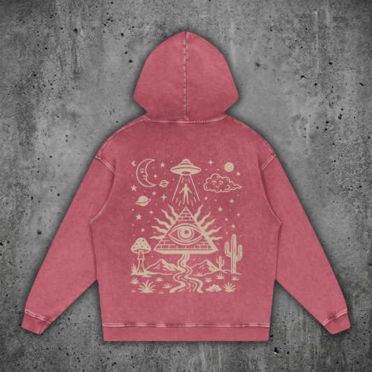 Mystic Signal - Snow Washed Heavyweight Cotton Hoodie