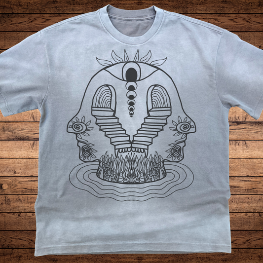 Duality of Perception - Ultra-Heavyweight Vintage Washed Oversized T-Shirt - 300 GSM - back view