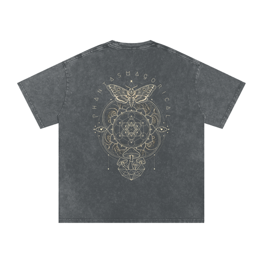Snow wash Nocturnal Architect oversized tee flat lay by Phantasmagorical