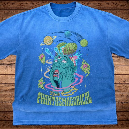 Macrodose Ultra-Heavyweight Vintage Washed Oversized T-Shirt 300 GSM - back graphic design view