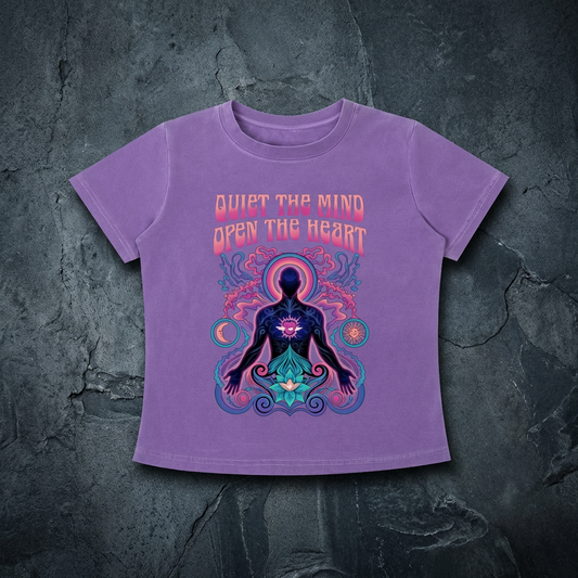 Quiet the Mind, Open the Heart - Women's Vintage Wash Slim Fit T-shirt (NEW)