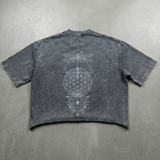 Pink snow wash Existential tee with graphic by Phantasmagorical