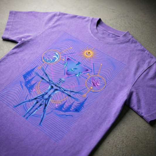 Interconnected Vintage Wash Ultra-heavy Drop Shoulder T-shirt NEW - interconnected psychedelic streetwear ultra heavy front view