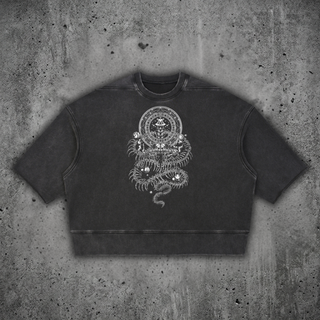 Black DMT.exe heavyweight mineral wash raw edge boxy t-shirt laid flat