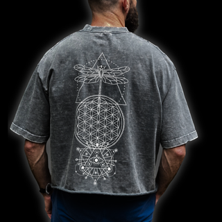 Existential snow wash raw-hem boxy ultra-heavyweight t-shirt from Phantasmagorical, illustrating a structured boxy streetwear fit.