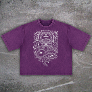 Phantasmagorical mineral wash heavyweight boxy t-shirt, faded tonal finish