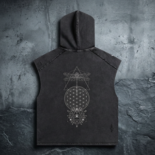 Black snow wash boxy hooded heavyweight tank top by Phantasmagorical