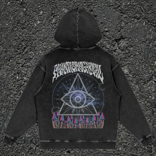 Cosmic Geometry - Snow Washed Heavyweight Cotton Hoodie
