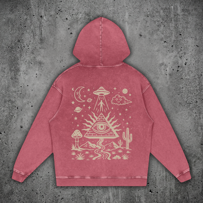 Mystic Signal - Snow Washed Heavyweight Cotton Hoodie