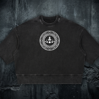 Paradigm mineral wash boxy raw-edge tee in black, 310 GSM cotton with a relaxed short-sleeve fit