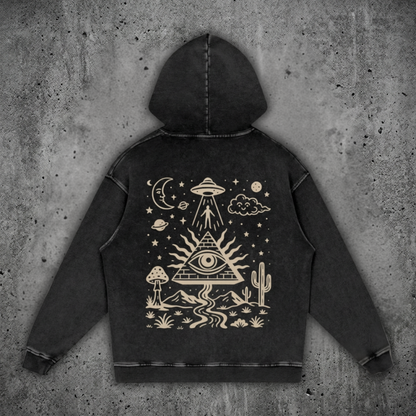 Mystic Signal - Snow Washed Heavyweight Cotton Hoodie