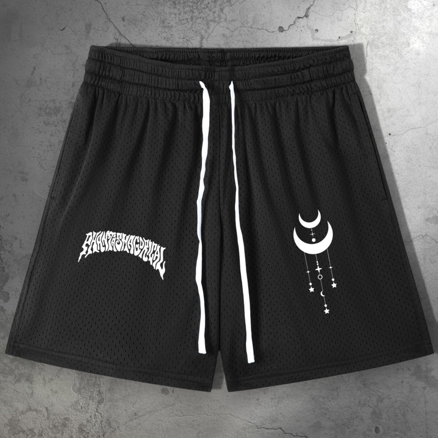 Phantasm Mesh Drawstring Shorts NEW - flat lay product photography
