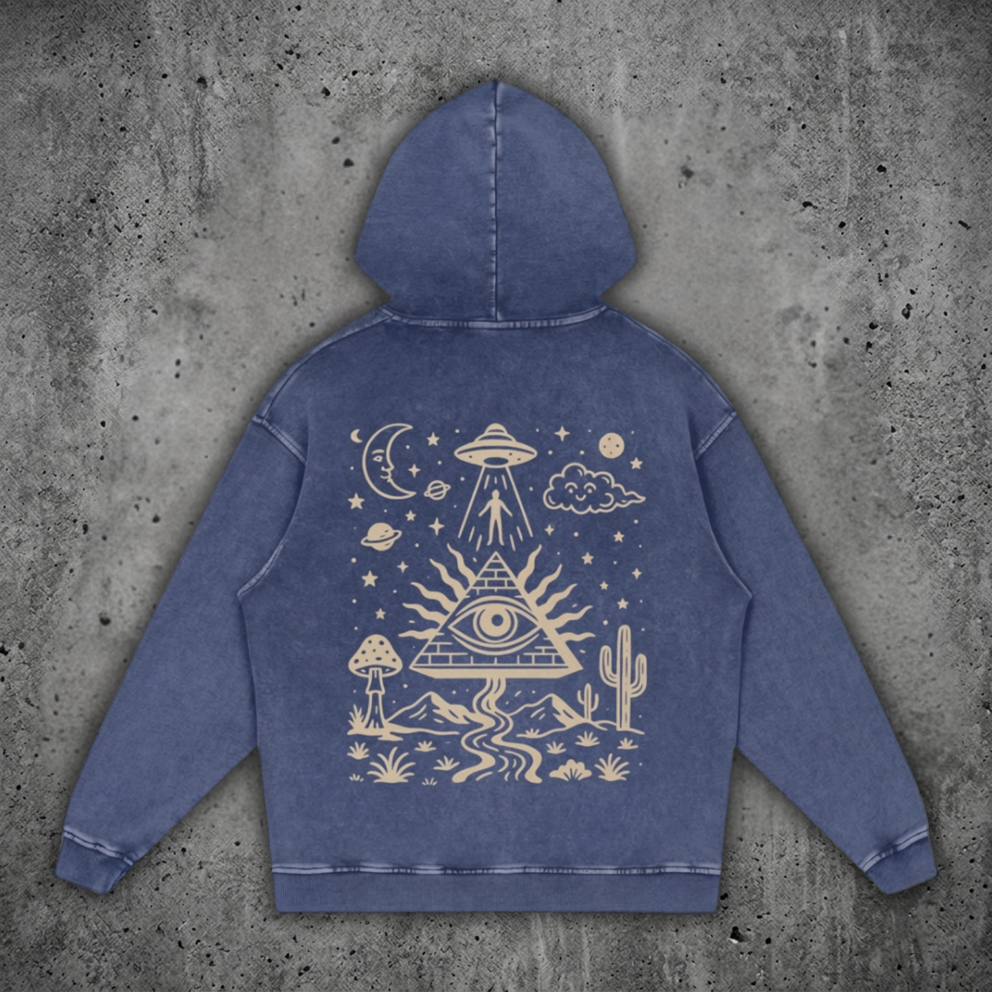 Mystic Signal - Snow Washed Heavyweight Cotton Hoodie