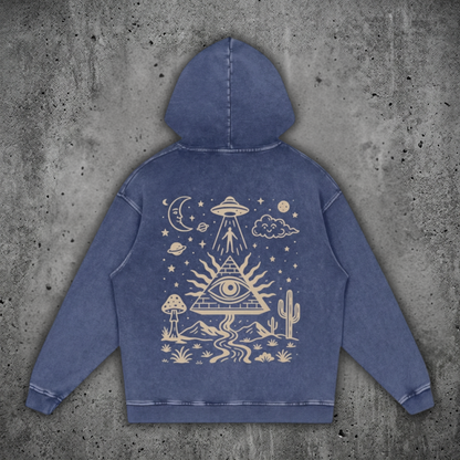 Mystic Signal - Snow Washed Heavyweight Cotton Hoodie