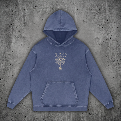 Mystic Signal - Snow Washed Heavyweight Cotton Hoodie