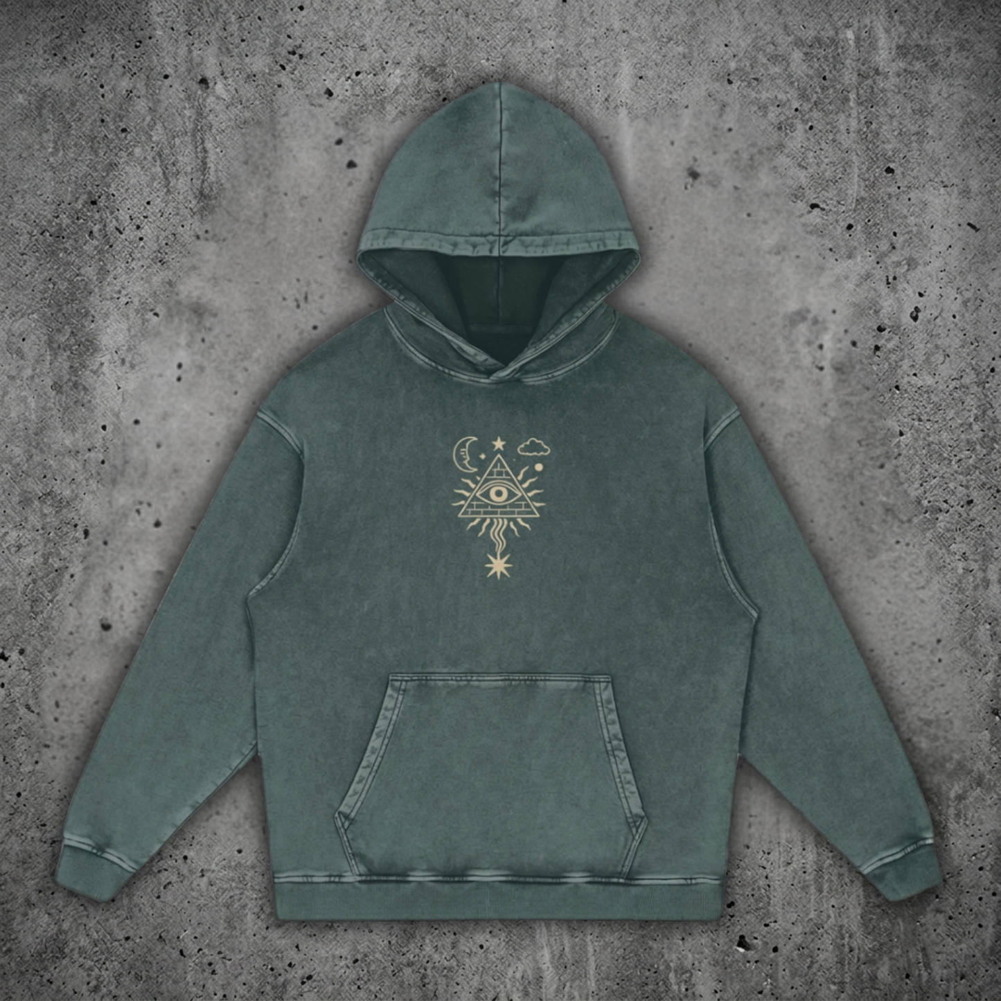 Mystic Signal - Snow Washed Heavyweight Cotton Hoodie