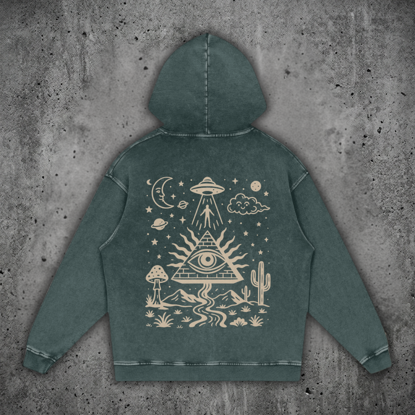 Mystic Signal - Snow Washed Heavyweight Cotton Hoodie