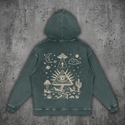 Mystic Signal - Snow Washed Heavyweight Cotton Hoodie