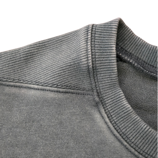 Detail of the Paradigm mineral wash boxy raw-edge tee fabric and 310 GSM cotton