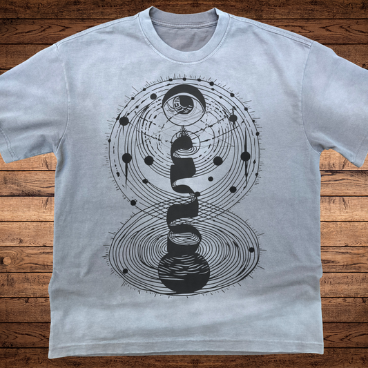 Cosmic Connection - Ultra-Heavyweight Vintage Washed Oversized T-Shirt - 300 GSM - T-Shirt 300 GSM oversized streetwear tee by Phantasmagorical