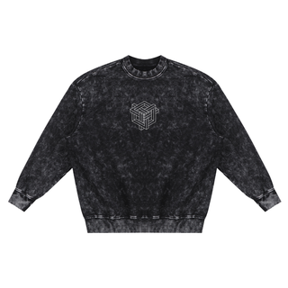 Paradigm Snow Washed Hand-Frayed Heavyweight Sweatshirt NEW - lifestyle model front view