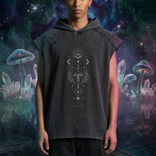 Mystic Myco - Snow Washed Boxy Hooded Tank Top
