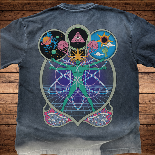 Connectedness - Ultra-Heavyweight Vintage Washed Oversized T-Shirt - 300 GSM - T-Shirt 300 GSM oversized streetwear tee by Phantasmagorical