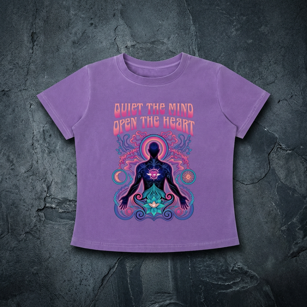 Quiet the Mind, Open the Heart - Women's Vintage Wash Slim Fit T-shirt (NEW)