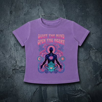 Quiet the Mind, Open the Heart - Women's Vintage Wash Slim Fit T-shirt (NEW)