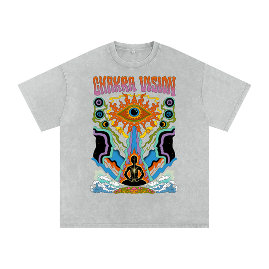 Chakra Vision - Snow Wash Oversized Heavyweight Tee - T-Shirt by Phantasmagorical