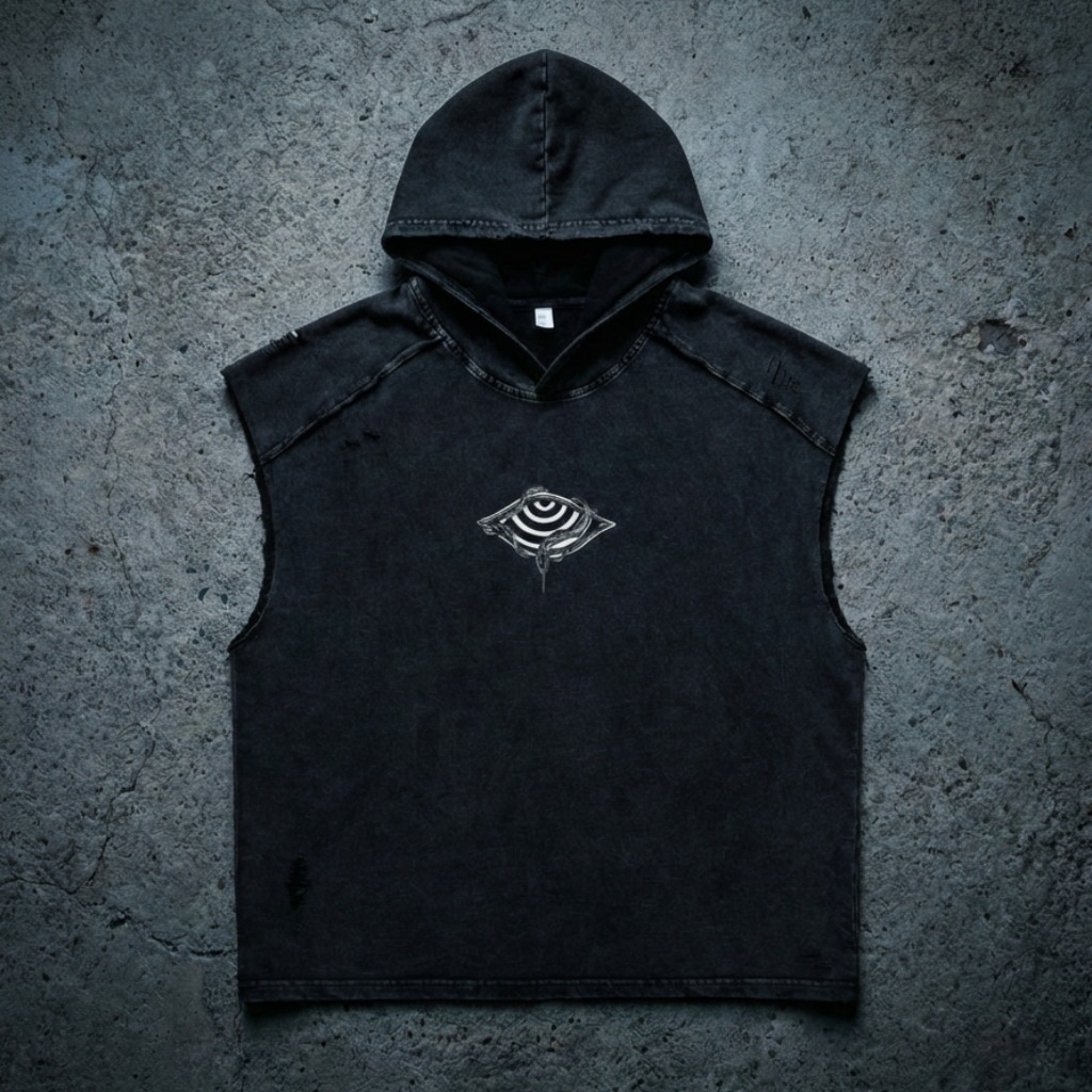 Embrace The Chaos - Snow Washed Boxy Hooded Tank Top