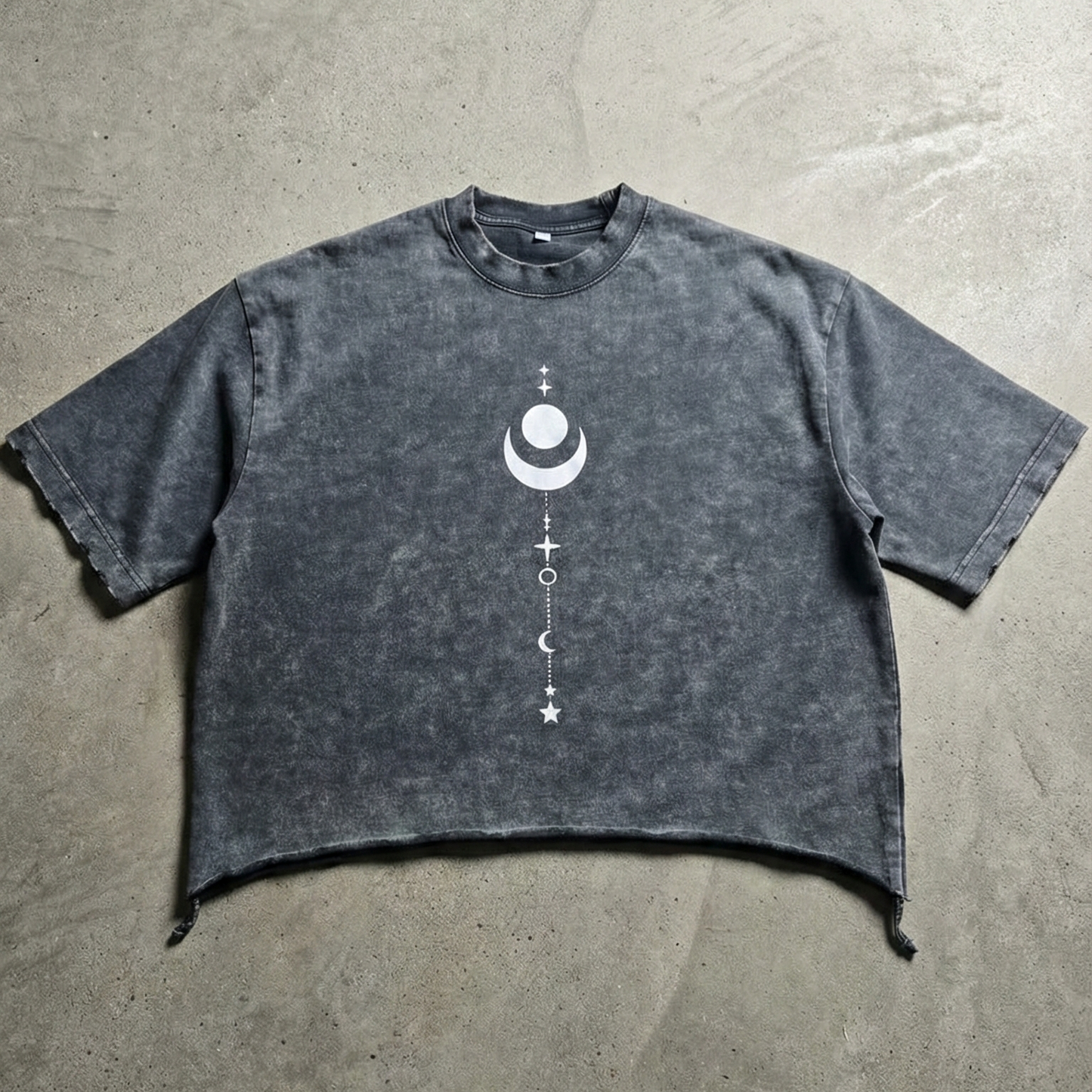 Existential - Snow Wash Raw-Hem Boxy Ultra-Heavyweight T-shirt (NEW) - T-Shirt 300 GSM oversized streetwear tee by Phantasmagorical