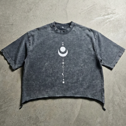 Existential - Snow Wash Raw-Hem Boxy Ultra-Heavyweight T-shirt (NEW) - T-Shirt 300 GSM oversized streetwear tee by Phantasmagorical