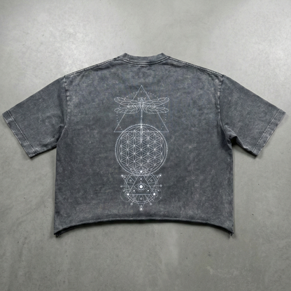 Pink snow wash Existential tee with graphic by Phantasmagorical