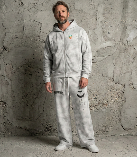 Existential - Dirty Washed Zip-Up Fleece Heavyweight Hoodie (NEW) - lifestyle photo