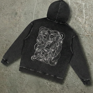 Embrace The Chaos - Snow Washed Loose Cotton Hoodie - Patakota X Phantsmagorical Special Edition Collab - back view