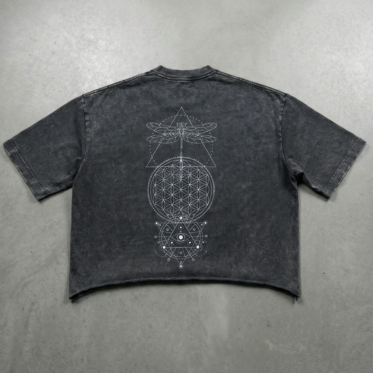 Gray snow wash Existential tee with graphic by Phantasmagorical