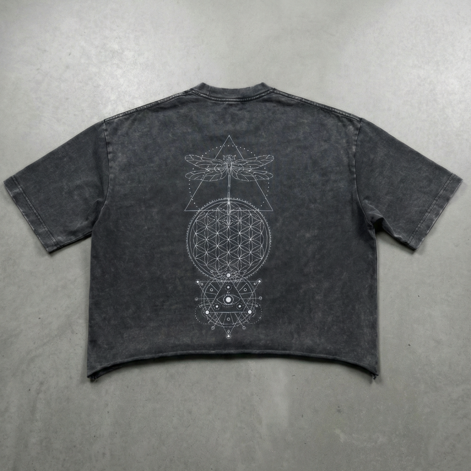 Gray snow wash Existential tee with graphic by Phantasmagorical