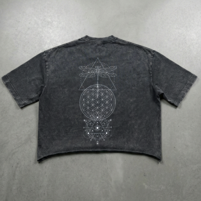 Gray snow wash Existential tee with graphic by Phantasmagorical