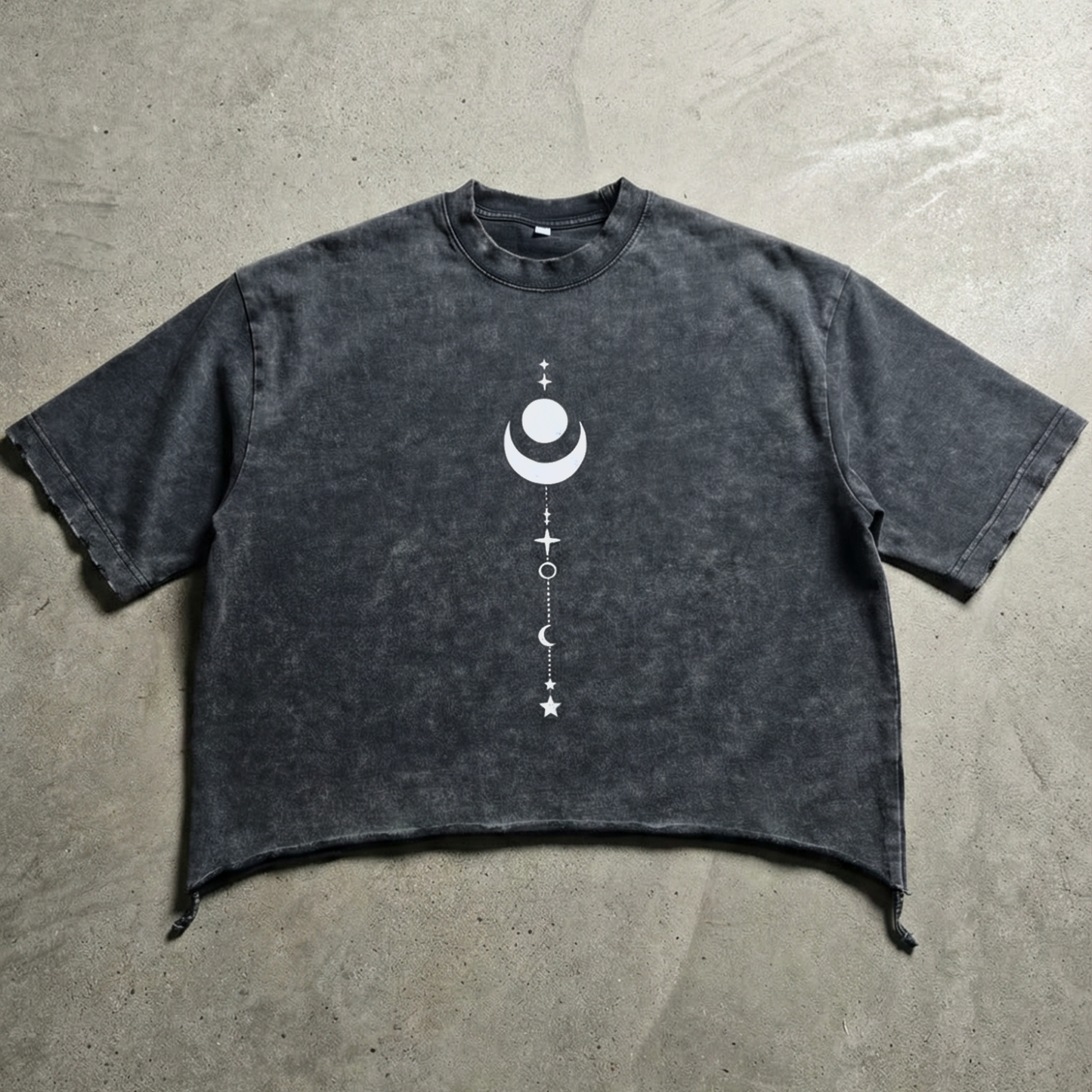 Existential - Snow Wash Raw-Hem Boxy Ultra-Heavyweight T-shirt (NEW) - detail shot