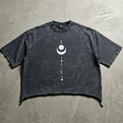 Existential - Snow Wash Raw-Hem Boxy Ultra-Heavyweight T-shirt (NEW) - detail shot
