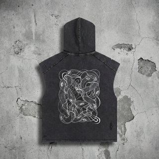 Embrace The Chaos - Snow Washed Boxy Hooded Tank Top - Hooded Tank Top by Phantasmagorical