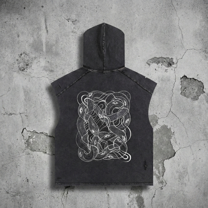 Embrace The Chaos - Snow Washed Boxy Hooded Tank Top - Hooded Tank Top by Phantasmagorical