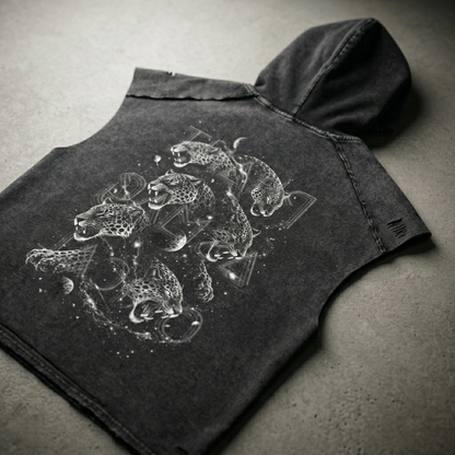 Spirit Animal Snow Washed Boxy Hooded Tank Top NEW - back graphic design view