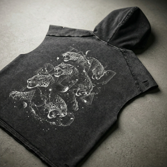 Spirit Animal Snow Washed Boxy Hooded Tank Top NEW - back graphic design view