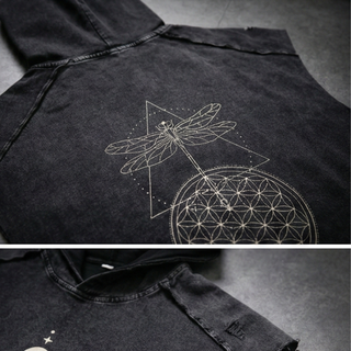 Existential - Snow Washed Boxy Hooded Tank Top - detail shot