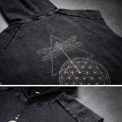 Existential - Snow Washed Boxy Hooded Tank Top - detail shot