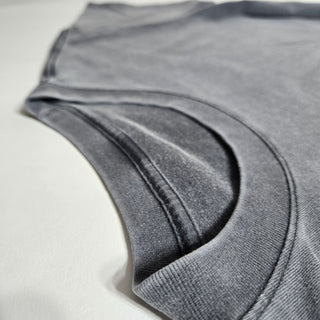 Close-up of Dreamstate tee sleeve hem showing soft fluffy vintage wash texture