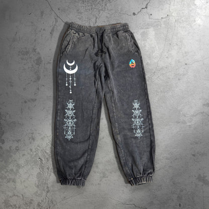 Existential - Snow Wash Heavyweight Jogger Sweatpants - Sweatpants psychedelic streetwear joggers by Phantasmagorical