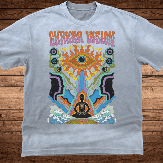 Chakra Vision - Ultra - Heavyweight Vintage Washed Oversized T-Shirt - 300 GSM (Front design) - Phantasmagorical